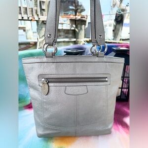 Coach Silver Leather Tote Bag